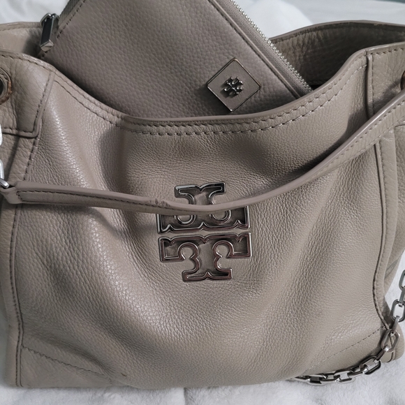 Tory Burch Gray Leather Tote Bag - Picture 1 of 15